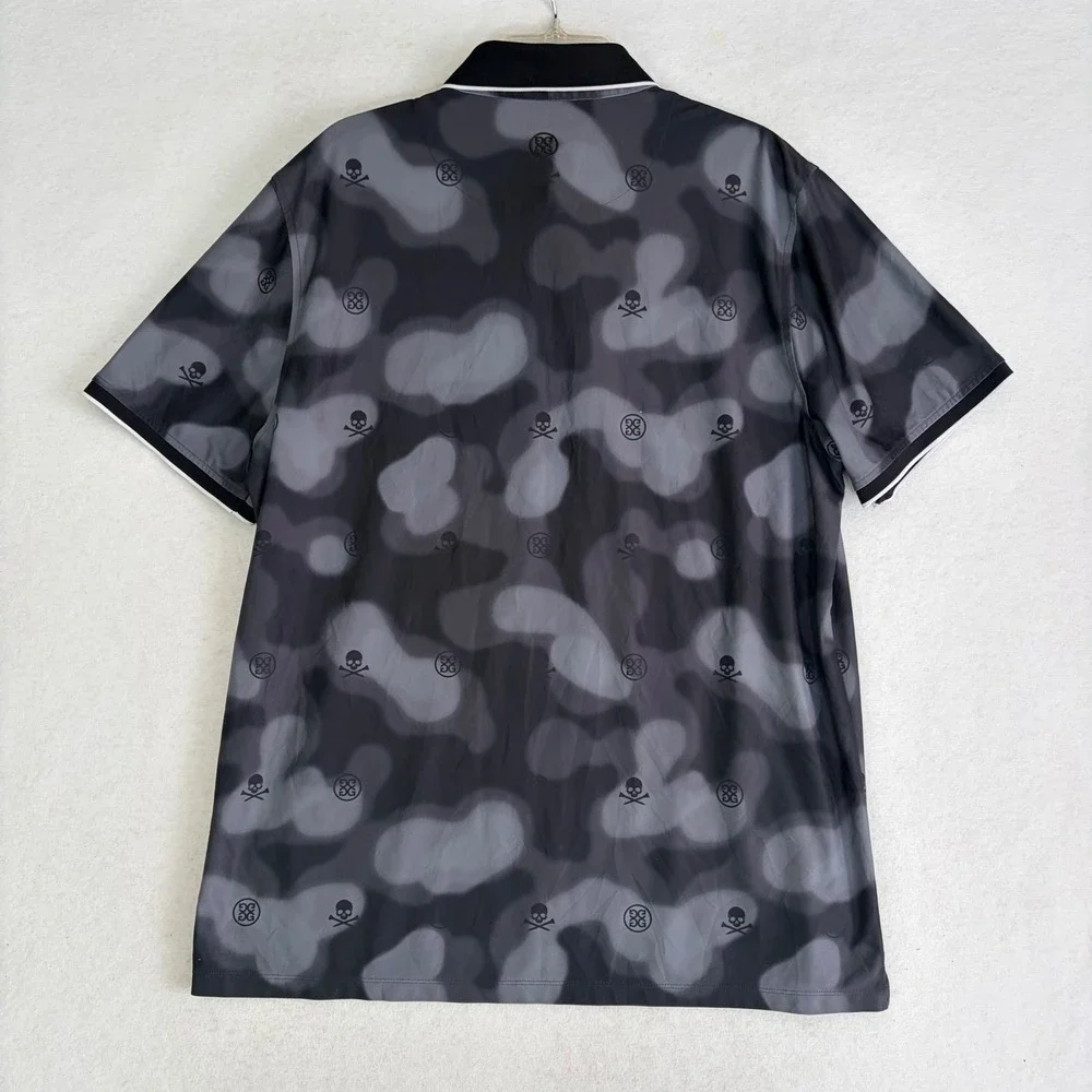 G/FORE Blur Icon Camo Golf Polo Shirt Mens XL Onyx Black Skull Crossbones Pique - Picture 4 of 8